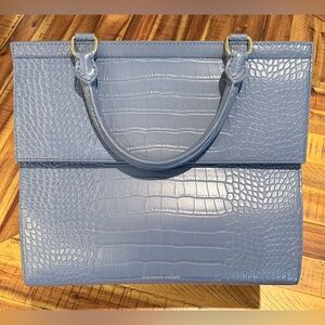 👜 Modern Picnic “The Large Luncher” – Croc-Embossed Blue Gray